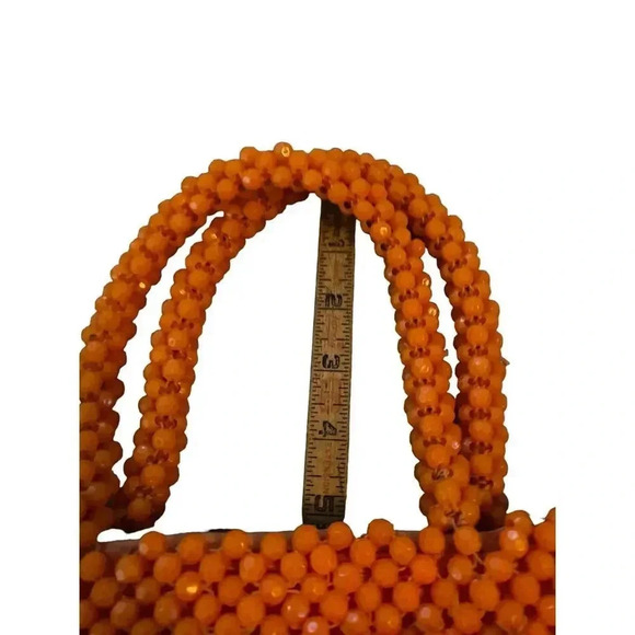 Vintage 1960s Orange Beaded Handbag Purse Made in Italy - Picture 3 of 7